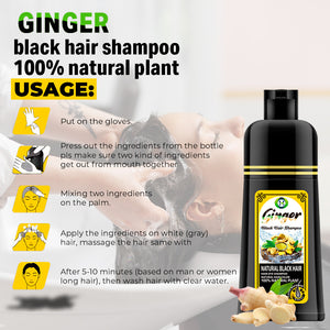 BLACK HAIR DYE SHAMPOO - 500ml/16.9oz (Covers grays up to 10+ applications - lasts for 3 to 6 months)